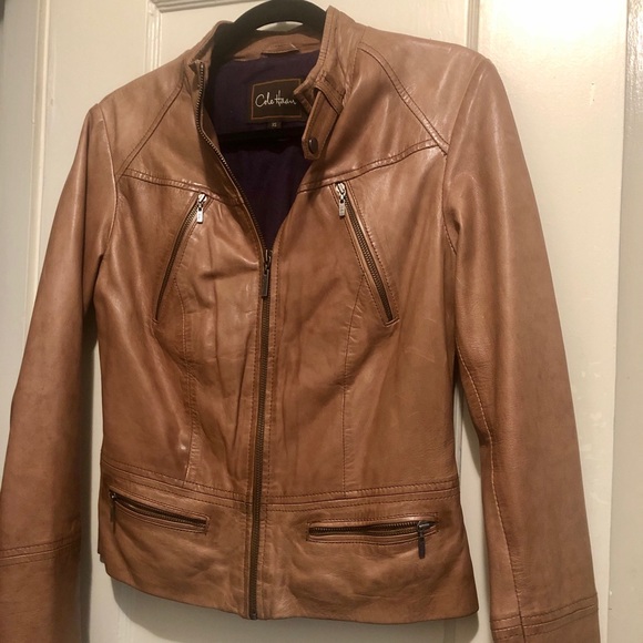 Cole Haan tan leather jacket XS - Picture 1 of 3